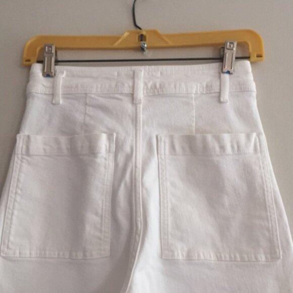 ZARA White High Rise Button Fly Straight Leg Jeans Frayed Hem. Size 4 - Picture 4 of 6